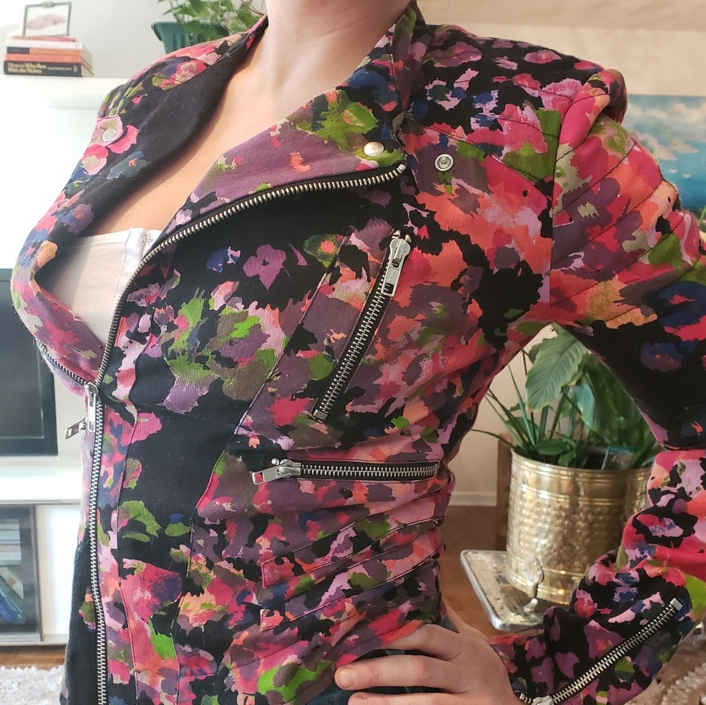 Floral Cotton  motorcycle jacket - Picture 4 of 9